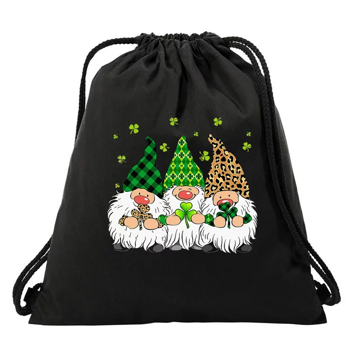 Leprechaun Irish Gnomes Leopard Plaid St Patricks Day Gifts Drawstring Bag