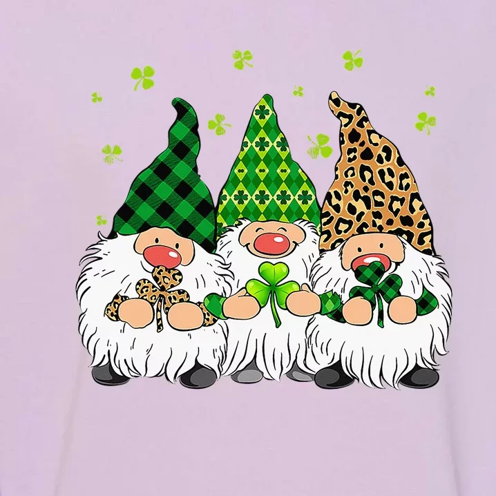 Leprechaun Irish Gnomes Leopard Plaid St Patricks Day Gifts Garment-Dyed Sweatshirt