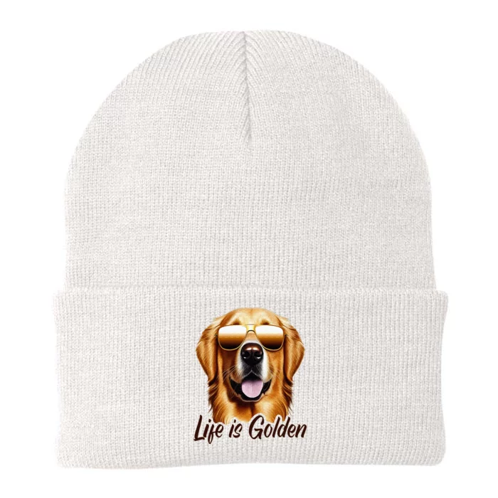 Life is Golden Funny Golden Retriever Cute Dog Good Pet Life Knit Cap Winter Beanie