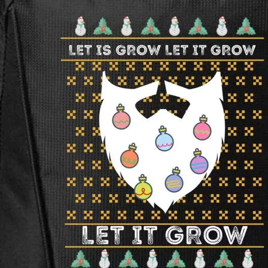 Let It Grow Hairy Christmas Beard Pun Let It Snow Funny Xmas Cool Gift City Backpack