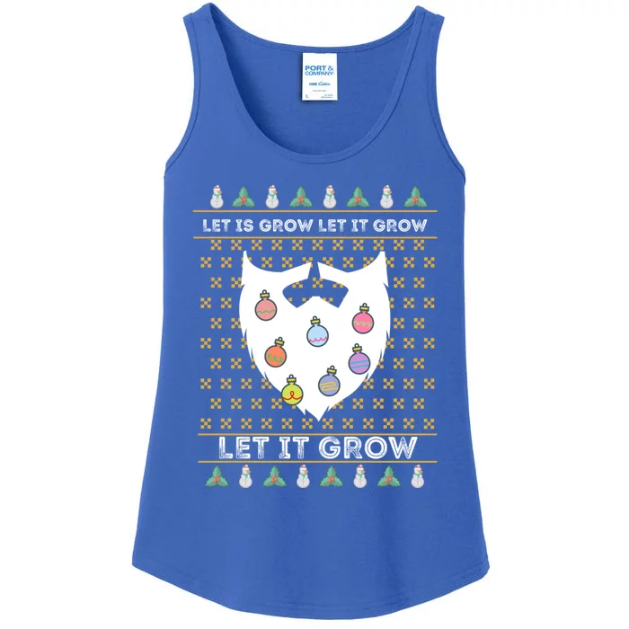 Let It Grow Hairy Christmas Beard Pun Let It Snow Funny Xmas Cool Gift Ladies Essential Tank