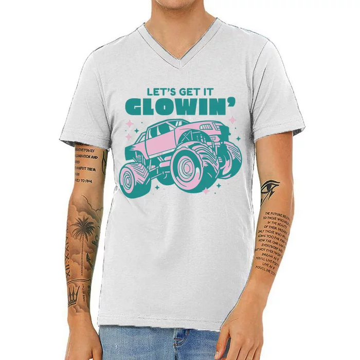 Let It Glowin Monster Truck V-Neck T-Shirt