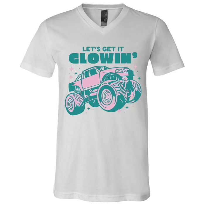 Let It Glowin Monster Truck V-Neck T-Shirt