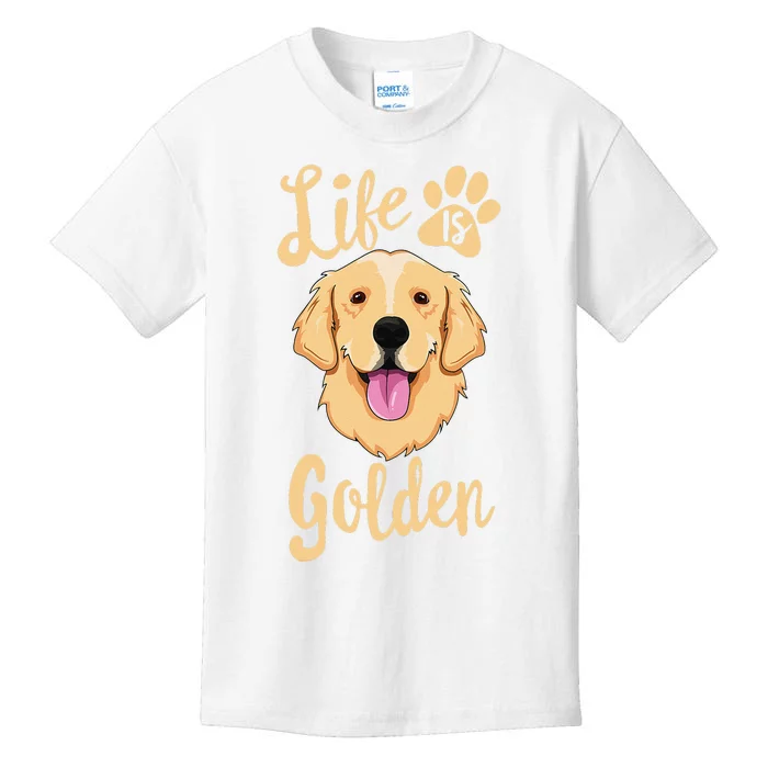 Life Is Golden Retriever  Dog Owner Gift Kids T-Shirt