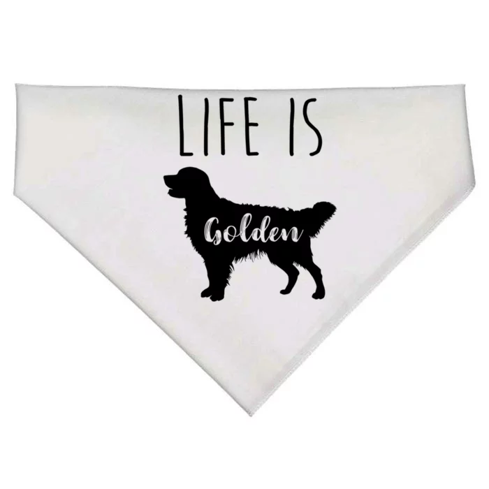 Life Is Golden Golden Retriever Cute Gift USA-Made Doggie Bandana