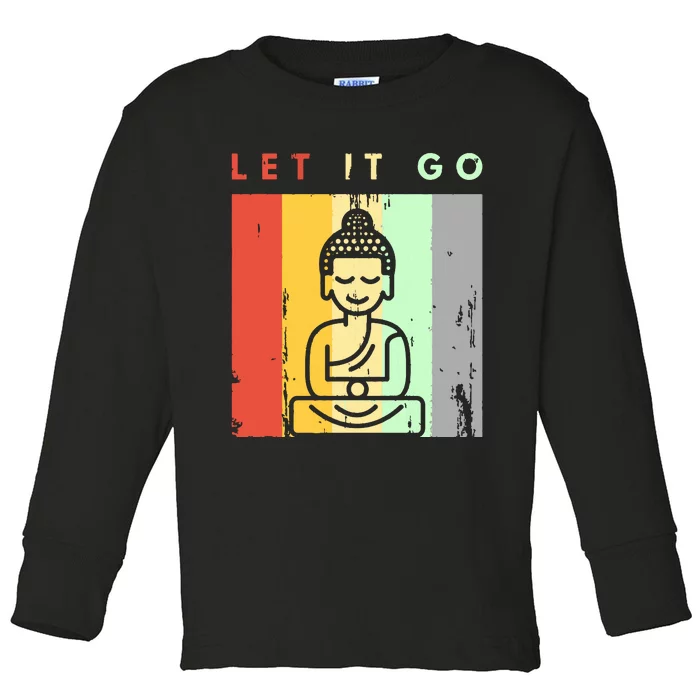 Let It Go Buddha Meditation Yoga Hoodie In Retro Look Toddler Long Sleeve Shirt