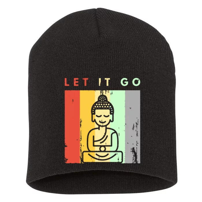 Let It Go Buddha Meditation Yoga Hoodie In Retro Look Short Acrylic Beanie