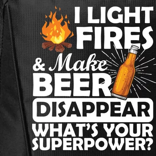 Light Fires Make Beer Disappear Superpower City Backpack