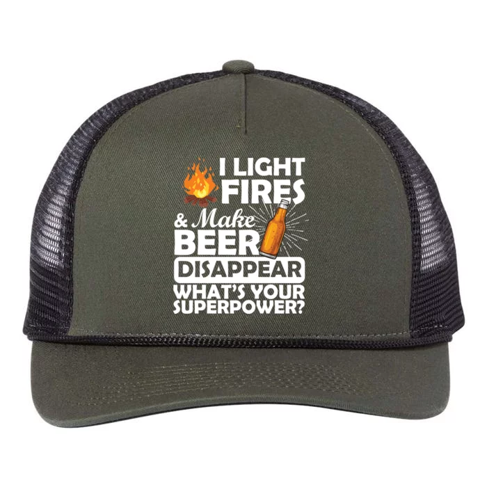 Light Fires Make Beer Disappear Superpower Retro Rope Trucker Hat Cap