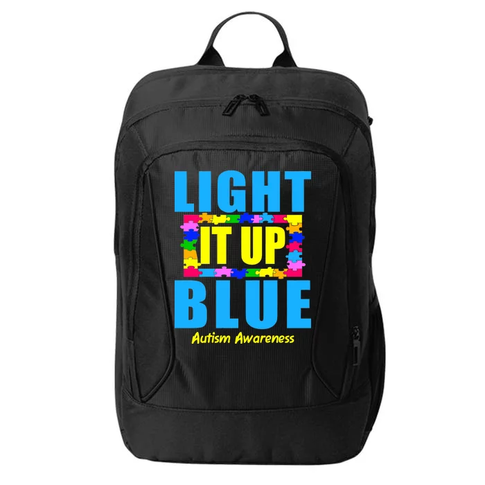 Light It Up Blue Autism Awareness Puzzle Pieces City Backpack