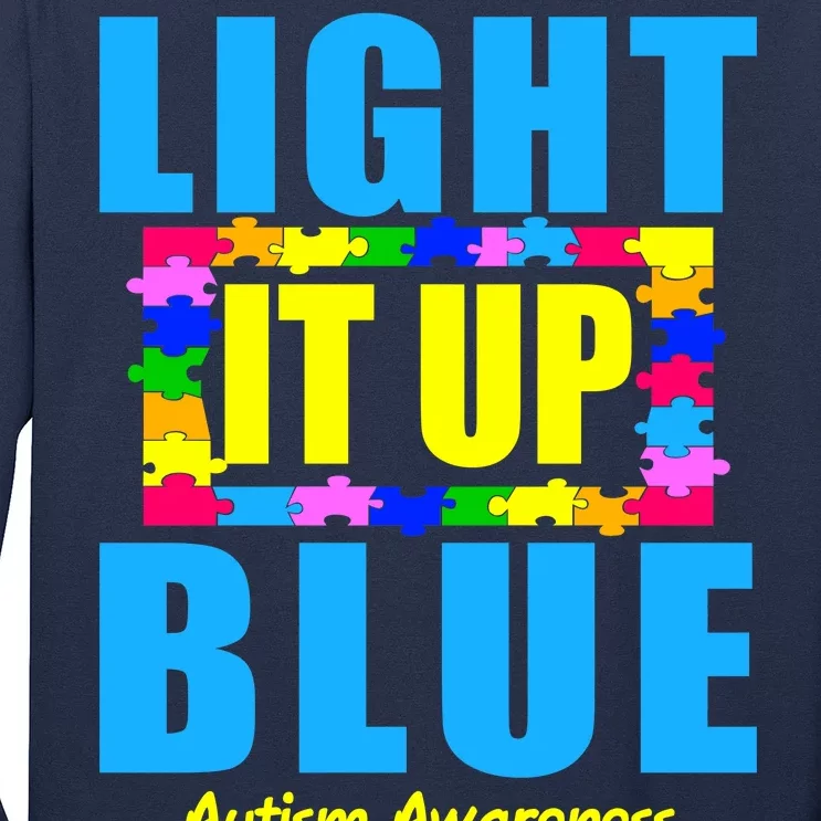 Light It Up Blue Autism Awareness Puzzle Pieces Long Sleeve Shirt