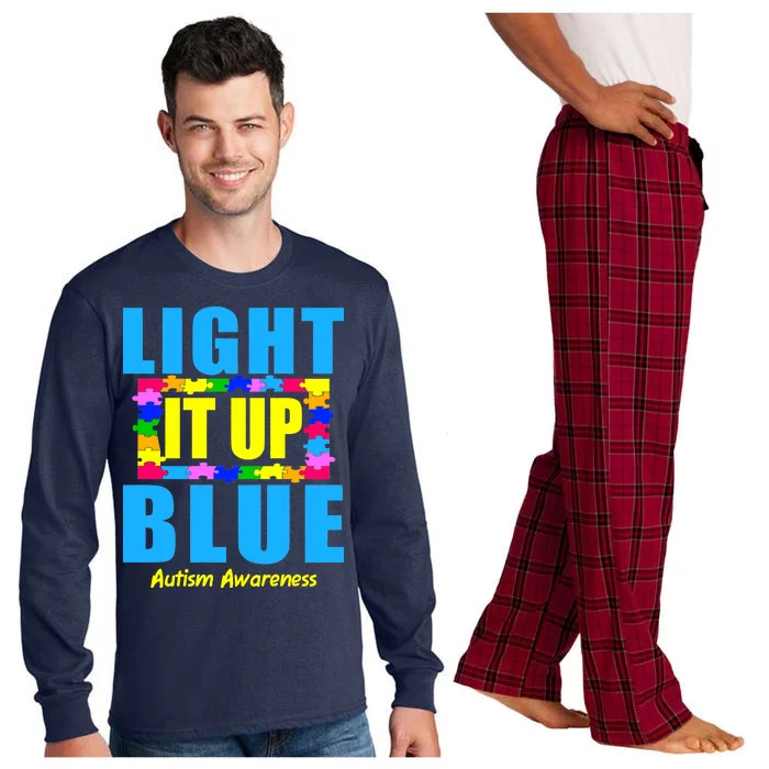 Light It Up Blue Autism Awareness Puzzle Pieces Long Sleeve Pajama Set