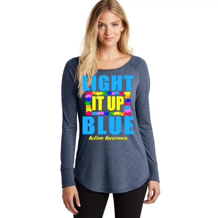 Light It Up Blue Autism Awareness Puzzle Pieces Women's Perfect Tri Tunic Long Sleeve Shirt