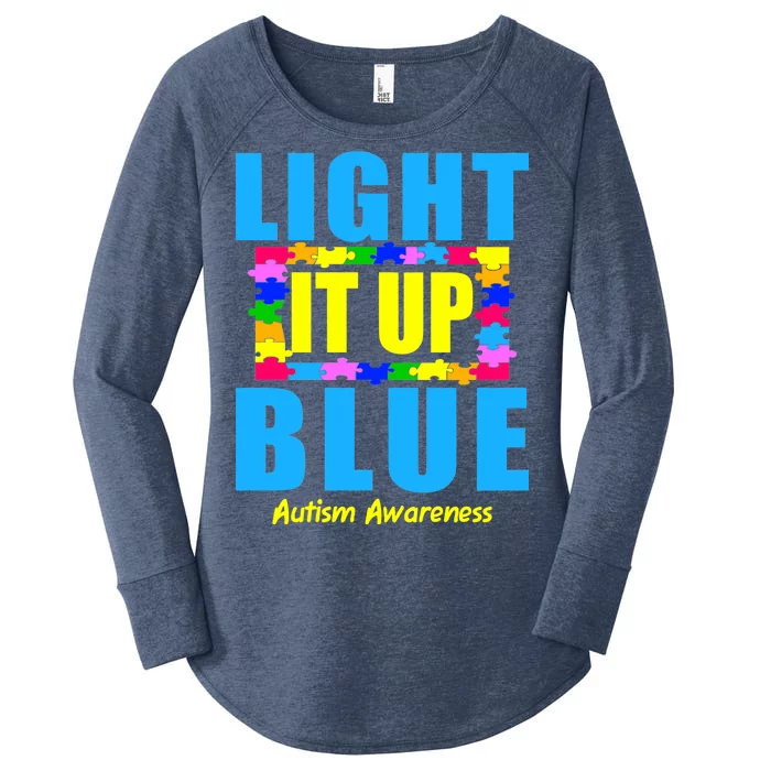 Light It Up Blue Autism Awareness Puzzle Pieces Women's Perfect Tri Tunic Long Sleeve Shirt