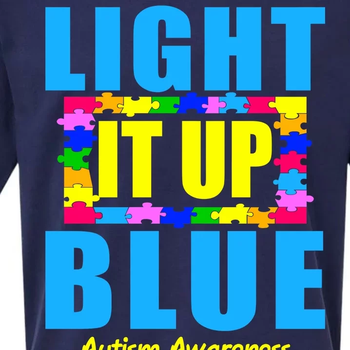 Light It Up Blue Autism Awareness Puzzle Pieces Sueded Cloud Jersey T-Shirt