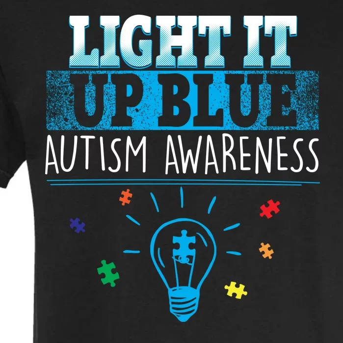 Light It Up Blue Autism Puzzle Bulb Garment-Dyed Heavyweight T-Shirt