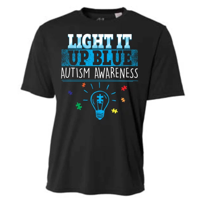 Light It Up Blue Autism Puzzle Bulb Cooling Performance Crew T-Shirt