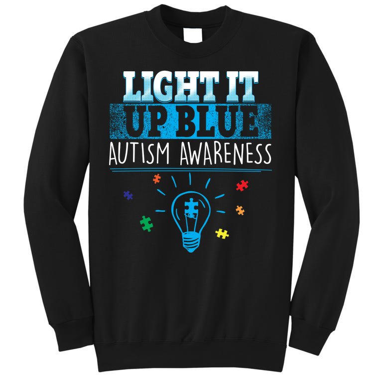 Light It Up Blue Autism Puzzle Bulb Sweatshirt