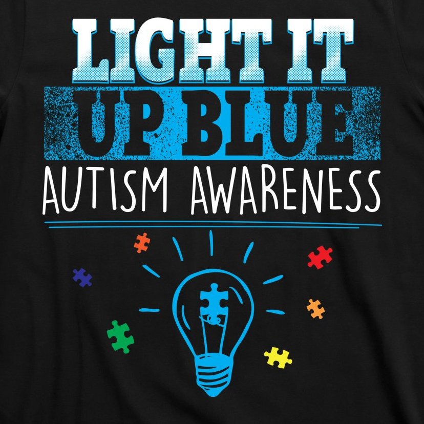 Light It Up Blue Autism Puzzle Bulb T-Shirt