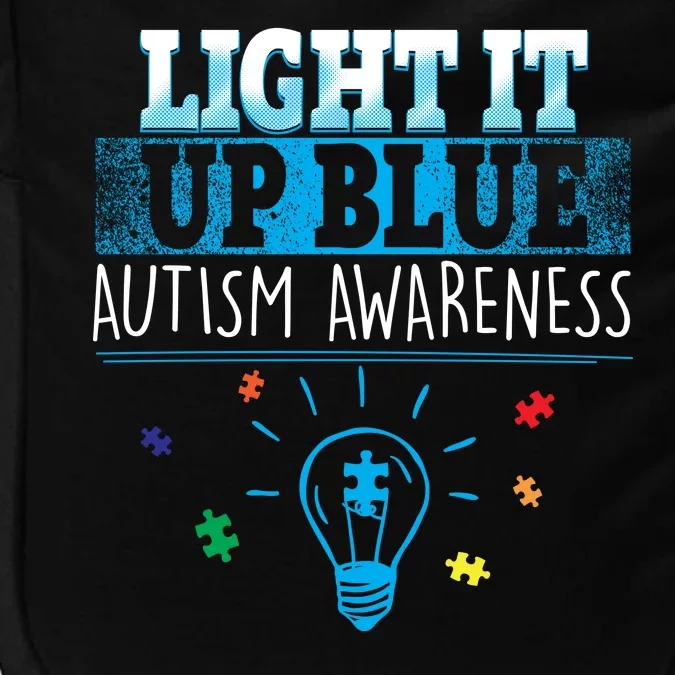 Light It Up Blue Autism Puzzle Bulb Impact Tech Backpack