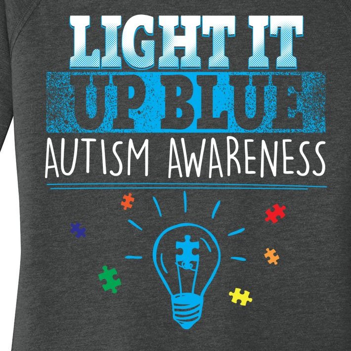 Light It Up Blue Autism Puzzle Bulb Women’s Perfect Tri Tunic Long Sleeve Shirt