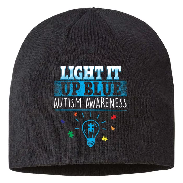 Light It Up Blue Autism Puzzle Bulb 8 1/2in Sustainable Knit Beanie