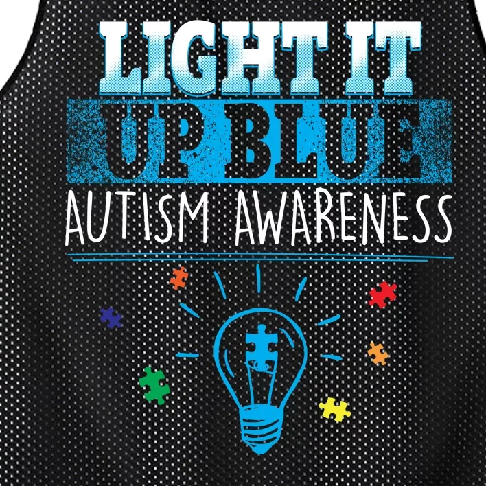 Light It Up Blue Autism Puzzle Bulb Mesh Reversible Basketball Jersey Tank