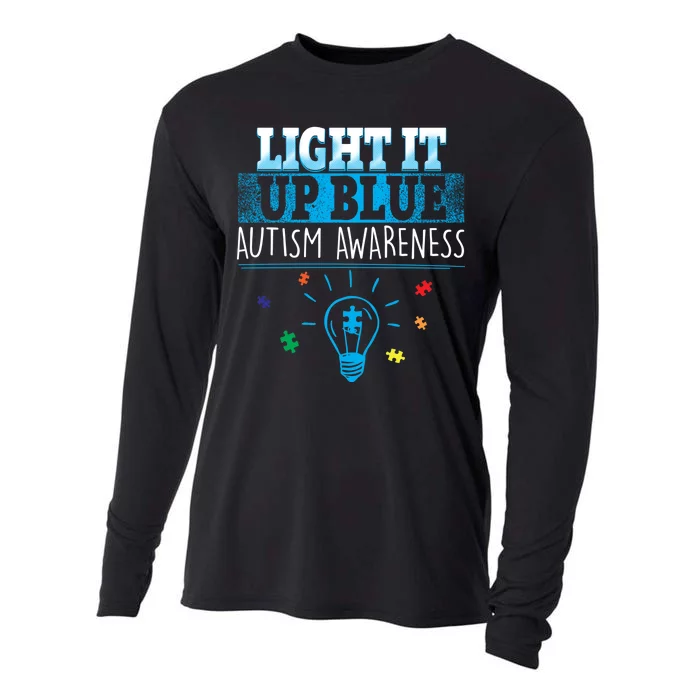 Light It Up Blue Autism Puzzle Bulb Cooling Performance Long Sleeve Crew