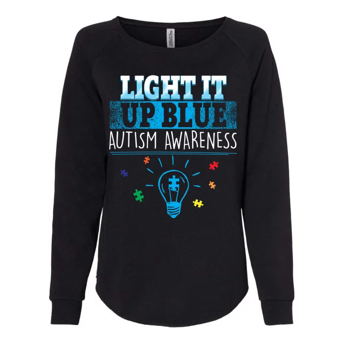 Light It Up Blue Autism Puzzle Bulb Womens California Wash Sweatshirt