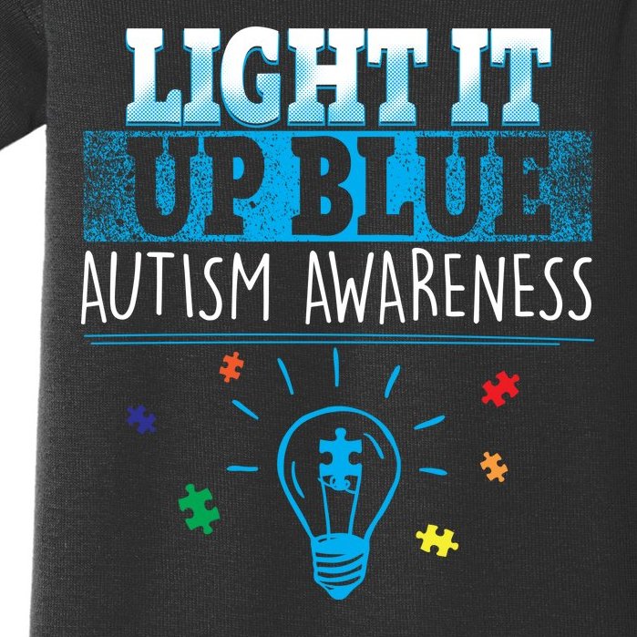 Light It Up Blue Autism Puzzle Bulb Baby Bodysuit