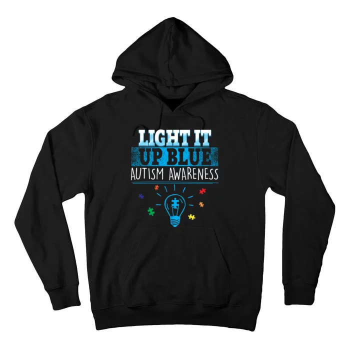 Light It Up Blue Autism Puzzle Bulb Tall Hoodie