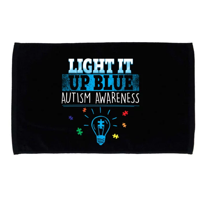 Light It Up Blue Autism Puzzle Bulb Microfiber Hand Towel