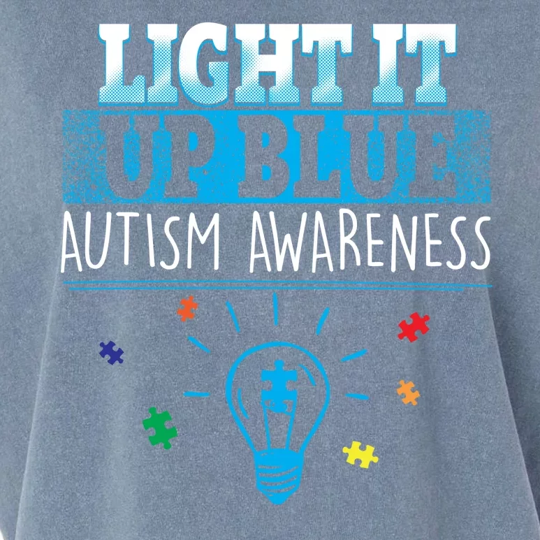 Light It Up Blue Autism Puzzle Bulb Garment-Dyed Women's Muscle Tee