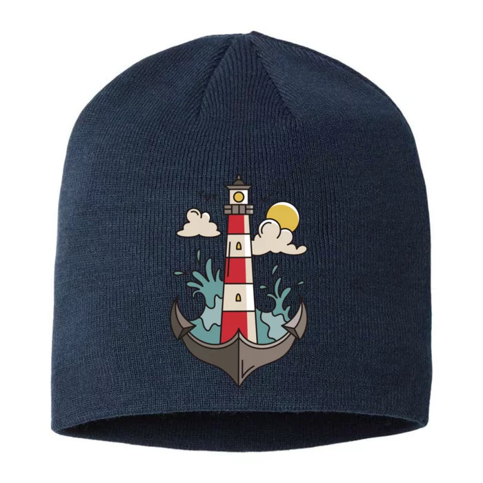 Lighthouse Anchor Ocean 8 1/2in Sustainable Knit Beanie