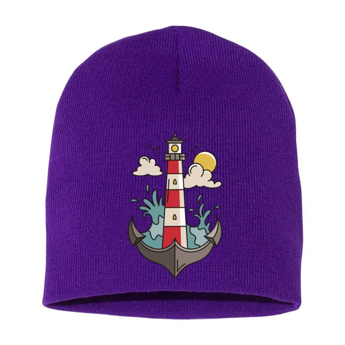 Lighthouse Anchor Ocean Short Acrylic Beanie