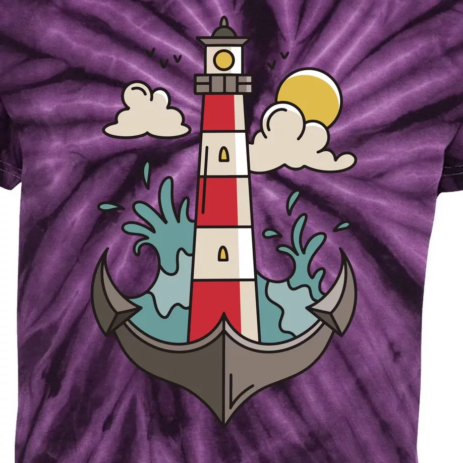 Lighthouse Anchor Ocean Kids Tie-Dye T-Shirt