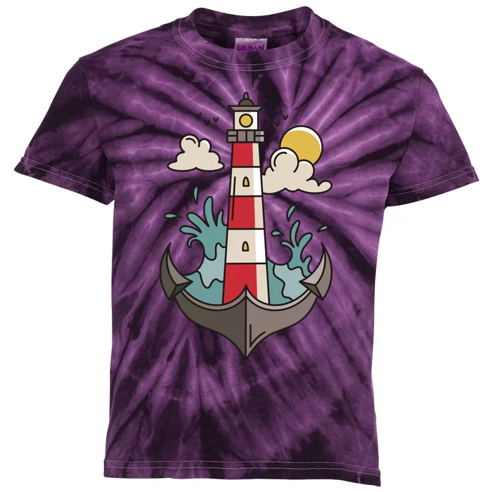 Lighthouse Anchor Ocean Kids Tie-Dye T-Shirt