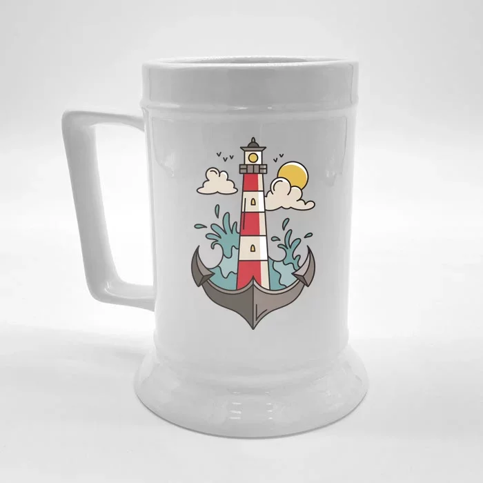 Lighthouse Anchor Ocean Front & Back Beer Stein