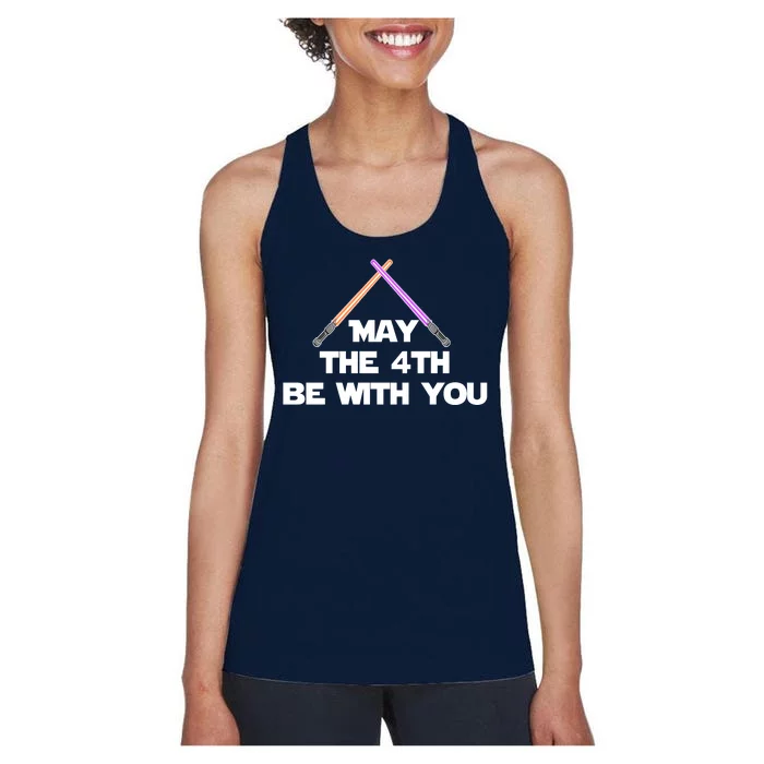 Lightsaber May The 4th Be With You Funny Women's Racerback Tank