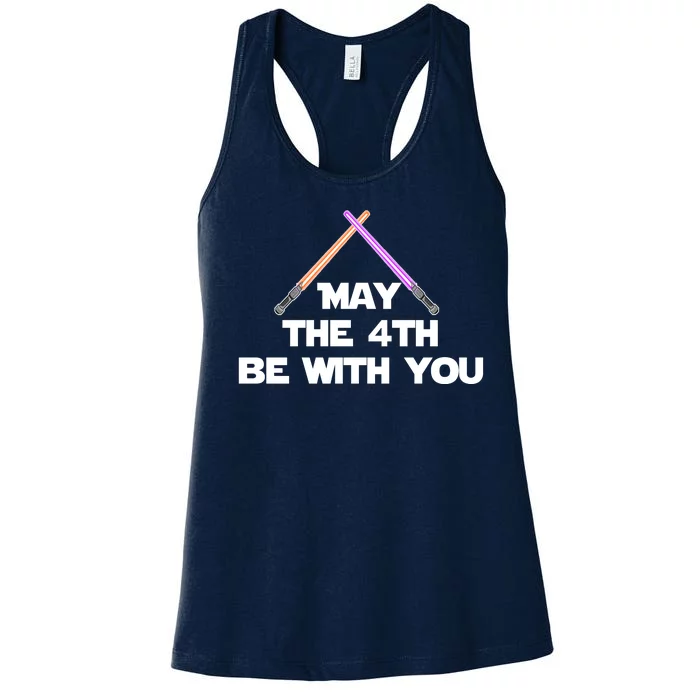 Lightsaber May The 4th Be With You Funny Women's Racerback Tank