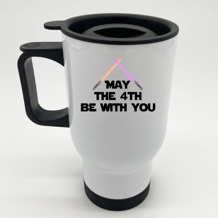 Lightsaber May The 4th Be With You Funny Front & Back Stainless Steel Travel Mug