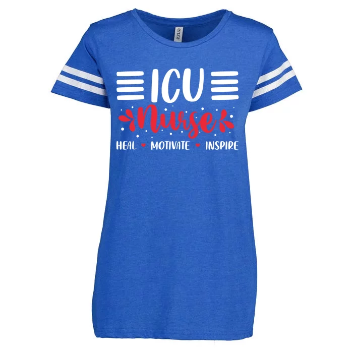 Love Inspire Heal Icu Nurse Nursing Healthcare Gift Enza Ladies Jersey Football T-Shirt