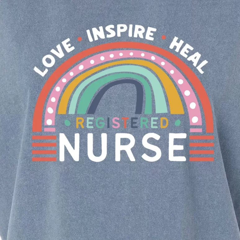 Love Inspire Heal Registered Nurse Medical Healthcare Funny Gift Garment-Dyed Women's Muscle Tee