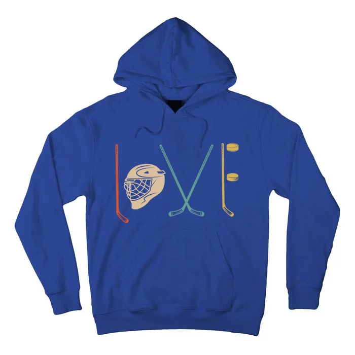 Love Ice Hockey Retro Hockey Sticks Cool Gift Tall Hoodie