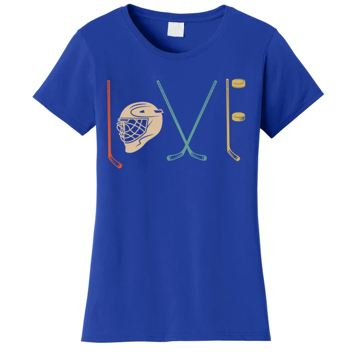 Love Ice Hockey Retro Hockey Sticks Cool Gift Women's T-Shirt