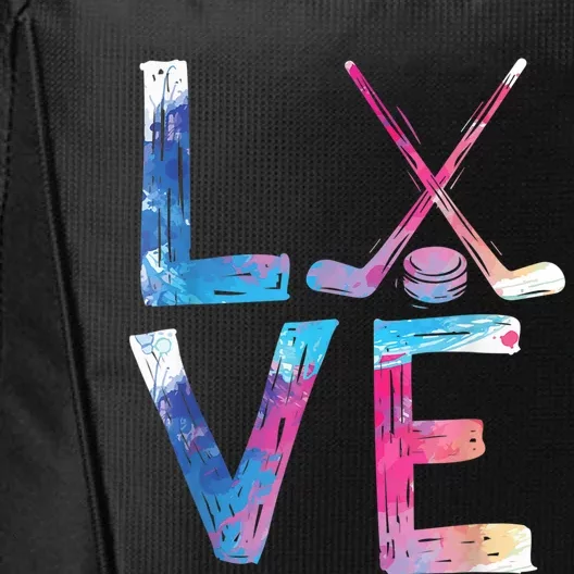 Love Ice Hockey Girls Hockey Gifts Womens Ice Hockey TShirt City Backpack