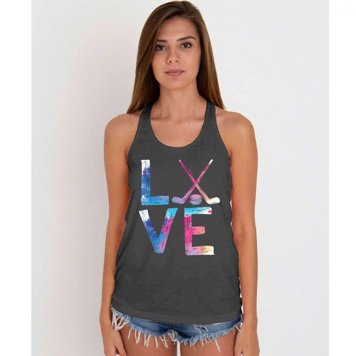 Love Ice Hockey Girls Hockey Gifts Womens Ice Hockey TShirt Women's Knotted Racerback Tank