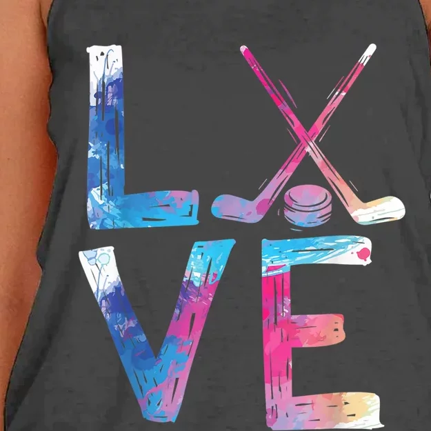 Love Ice Hockey Girls Hockey Gifts Womens Ice Hockey TShirt Women's Knotted Racerback Tank