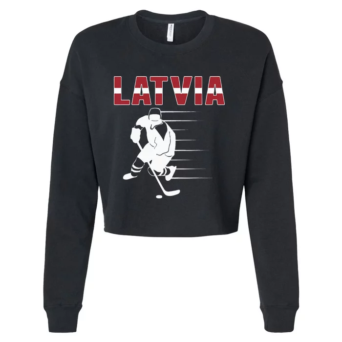 Latvia Ice Hockey Fans Jersey Latvian Hockey Team Supporter Cropped Pullover Crew