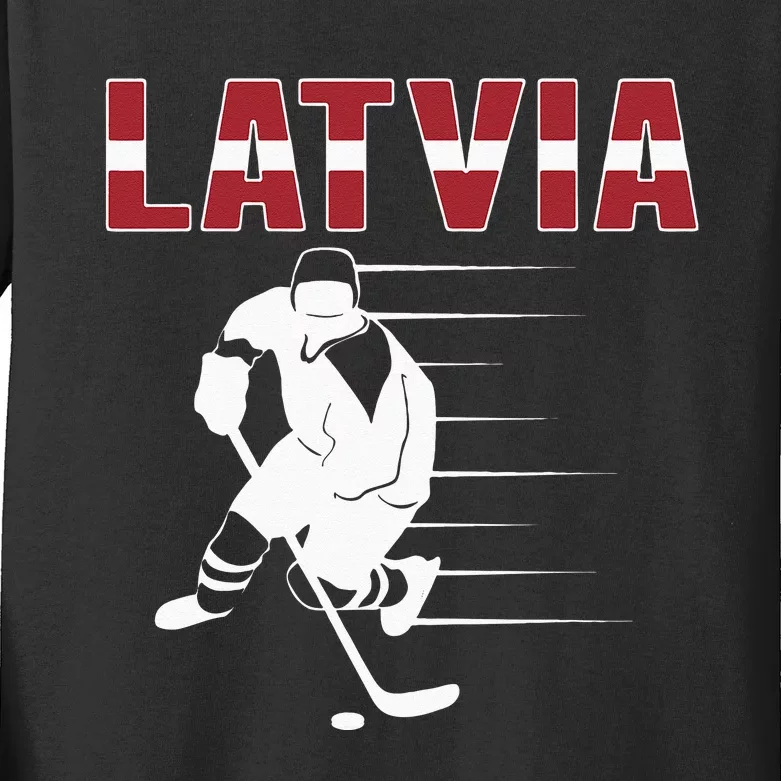 Latvia Ice Hockey Fans Jersey Latvian Hockey Team Supporter Kids Long Sleeve Shirt